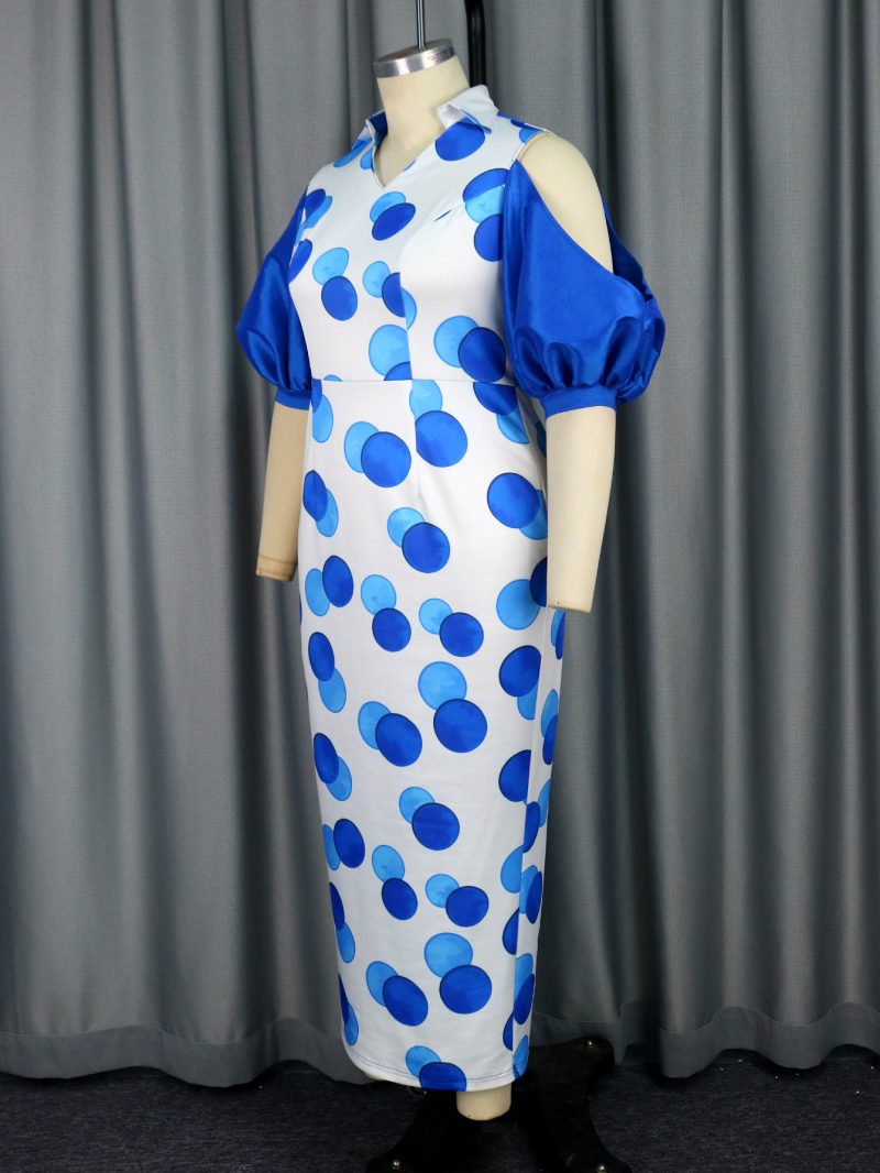 Elegant Puff Sleeve Polka Dot Party Dress - Image 2