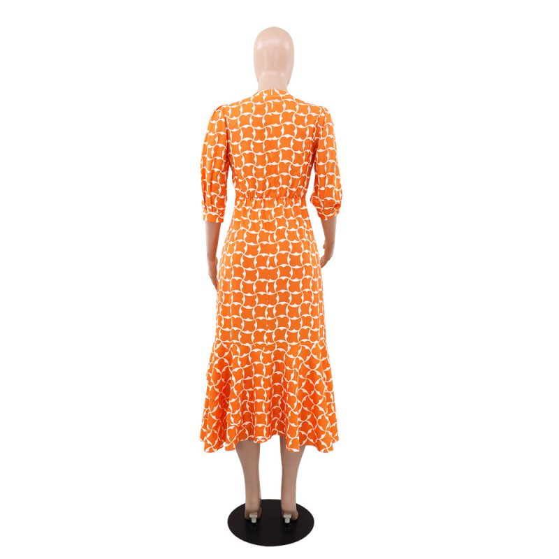 Elegant Printed Sleeve Dress - Image 3