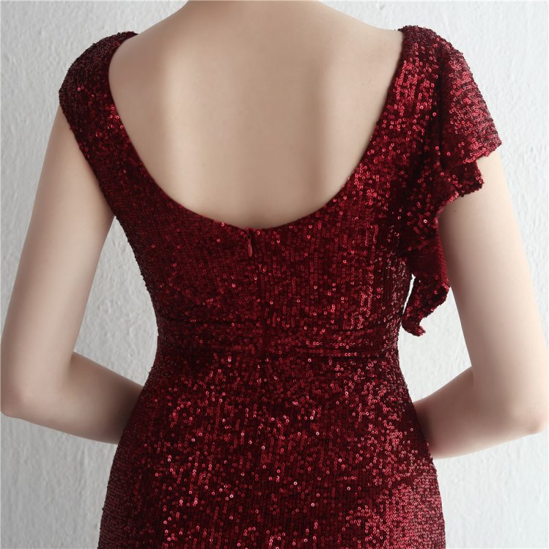 Sequined Split Long Fishtail Cocktail Dress - Image 4