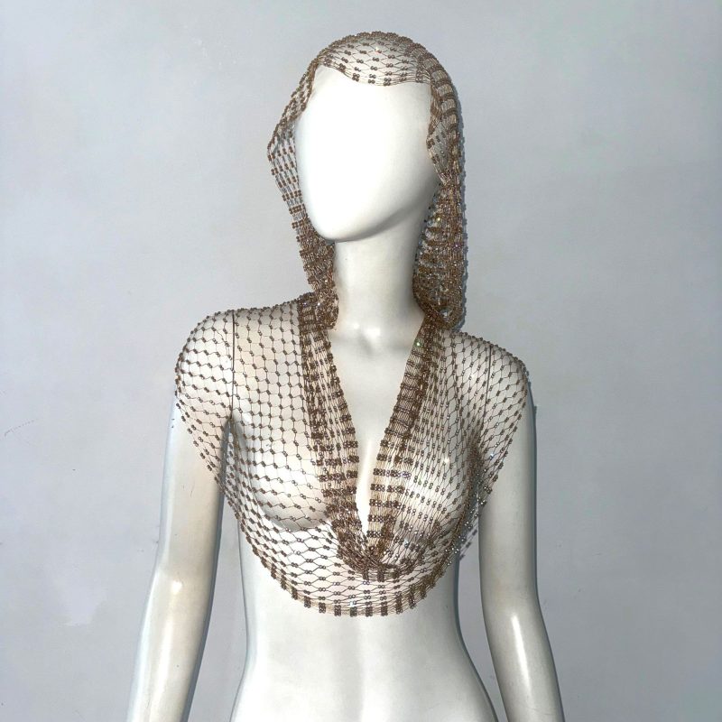Women’s Sexy Hooded Fishnet Rhinestone Camisole - Image 4