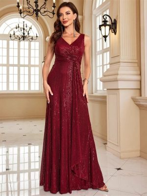 V-Neck Fishtail Cocktail Evening Dress