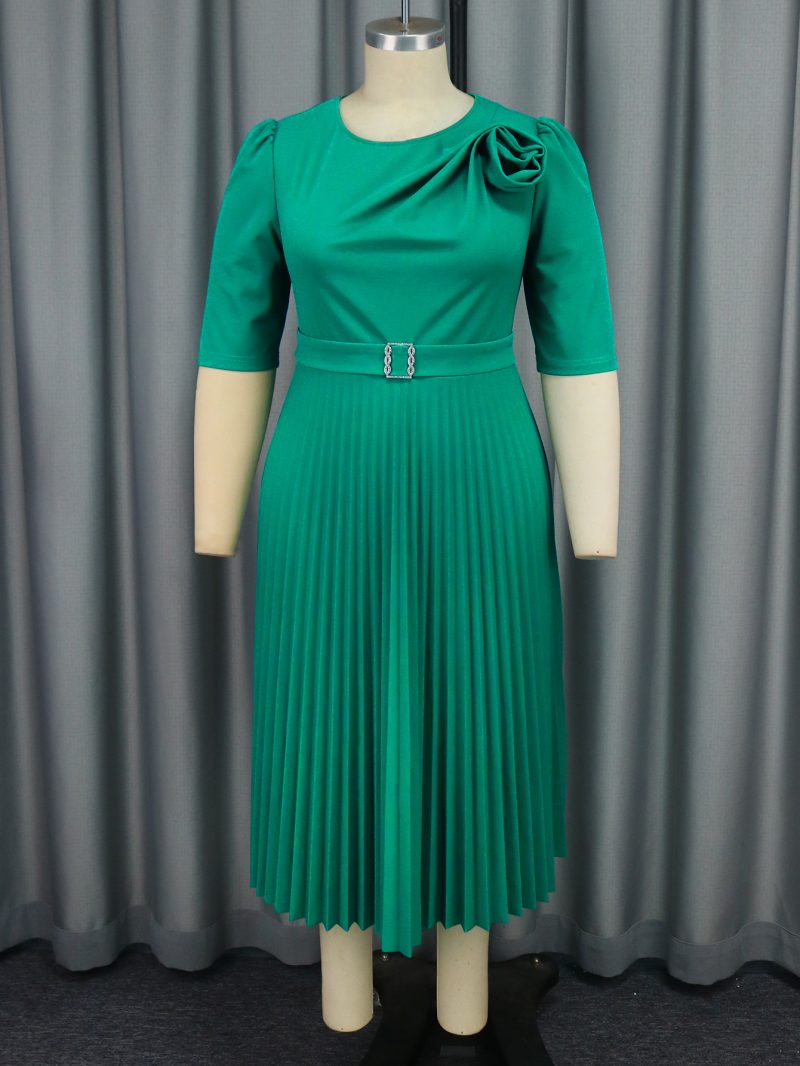 3D Floral High Waist Pleated Party Dress - Image 2