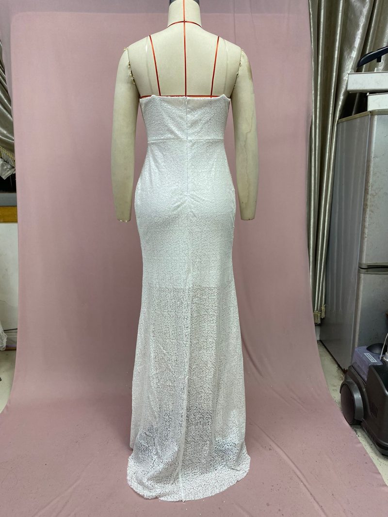 Slim Fit Lace-Up V-Neck Tube Dress - Image 4