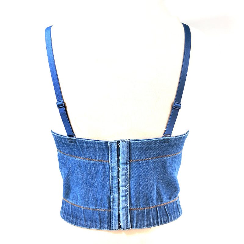Dark Denim Spaghetti Strap Slim Diamond Top - Image 2