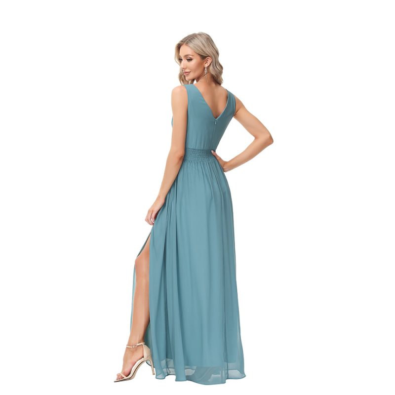 Chiffon Double V-Neck Sleeveless Maxi Dress - Image 2