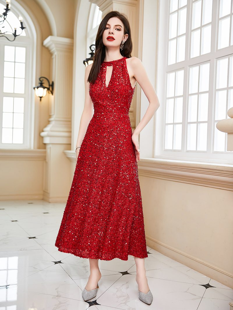 Sleeveless Halter Backless Summer Evening Dress - Image 3