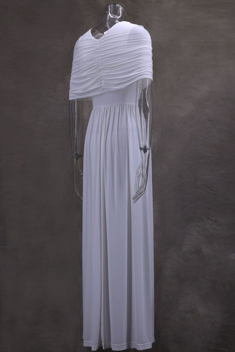 Pleated V-Neck High Waist Maxi Dress - Image 4