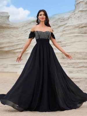 Chiffon Maxi Evening Dress for Annual Meeting