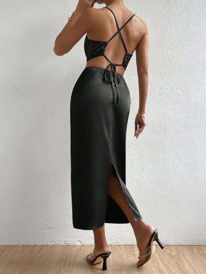 Backless Satin Strap Party Dress Women - Image 2