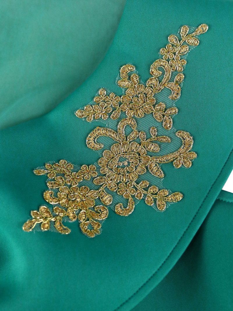 Graceful Shawl Sleeve Ruffled Formal Dress - Image 3