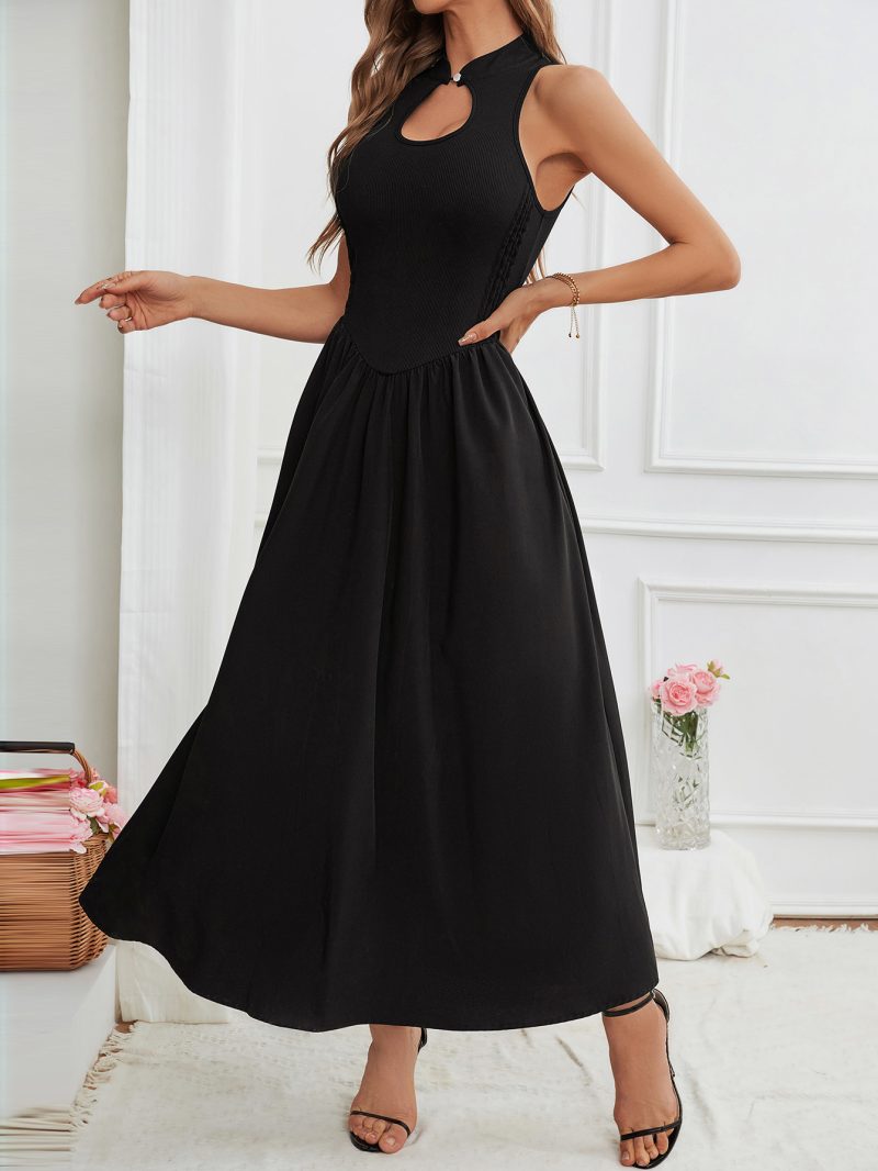 Sexy Half Turtleneck Sleeveless Buckle Chinese Dress - Image 2