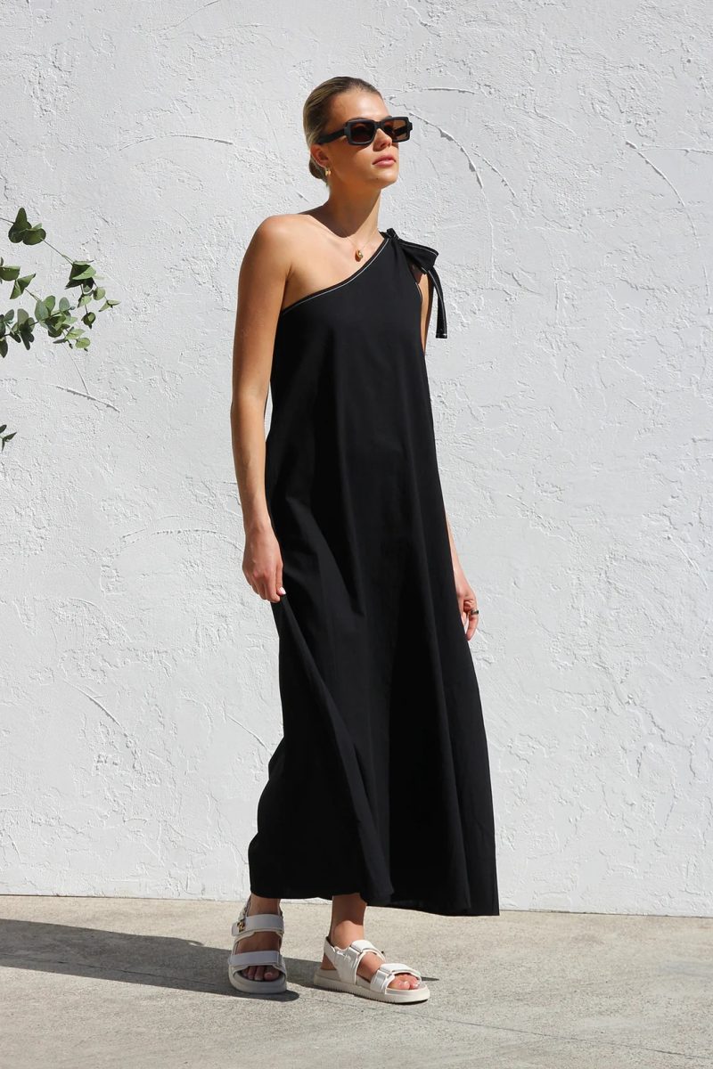 Elegant One Shoulder Lace-Up Summer Dress - Image 2