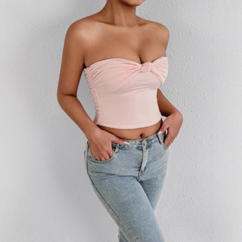 Summer Arrival Gathered Slim Fit Cropped Top