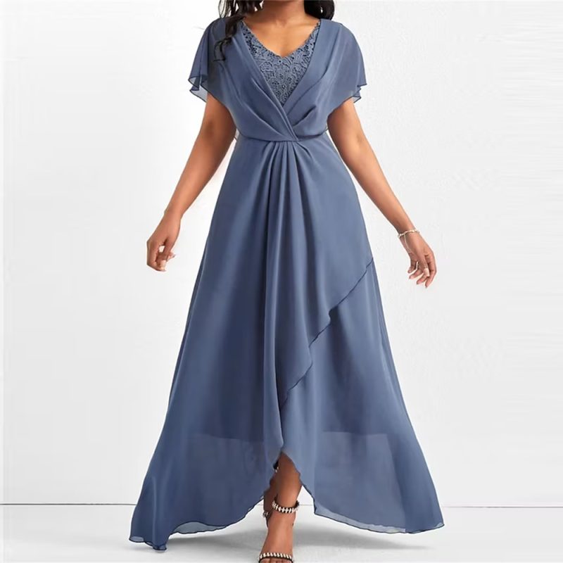 Winter V-Neck Chiffon Tight Waist Casual Dress