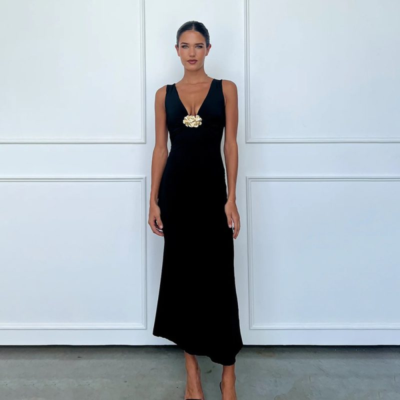 Spring Summer V-Neck Sheath Dress - Image 3