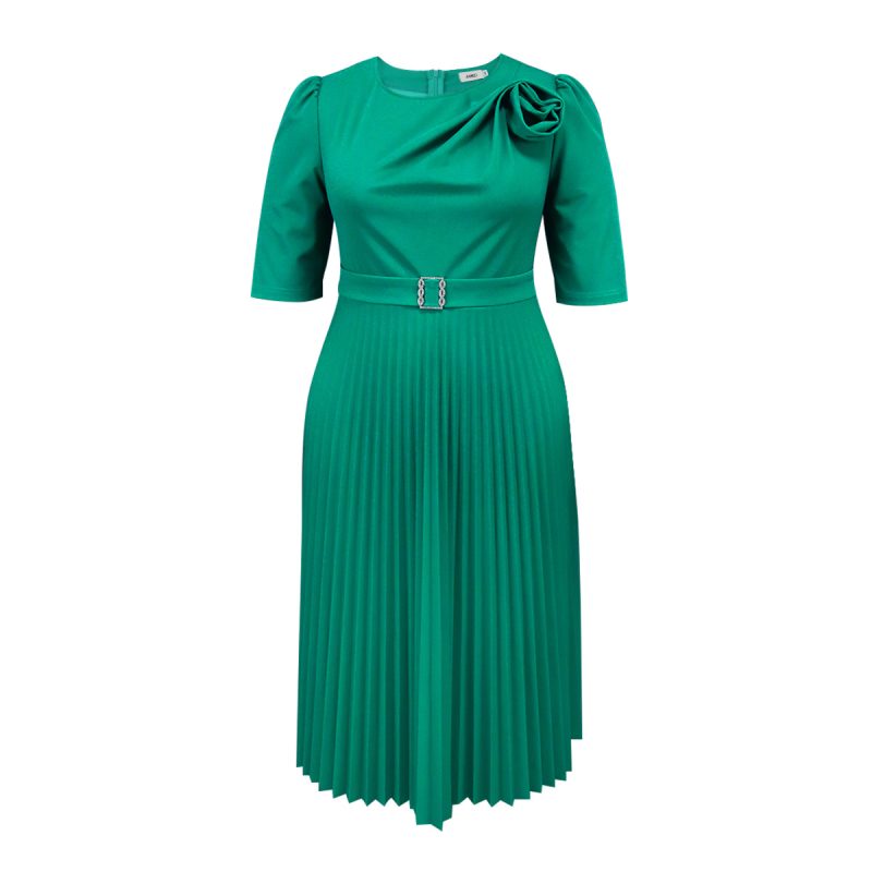3D Floral High Waist Pleated Party Dress - Image 3