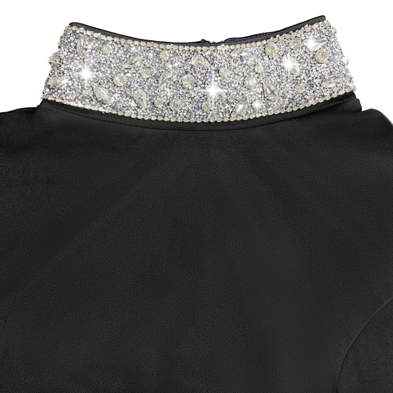 Solid Color Long Sleeve Rhinestone Split Dress - Image 4