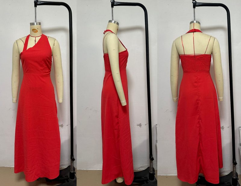 Red Sleeveless Backless Solid Maxi Dress - Image 4