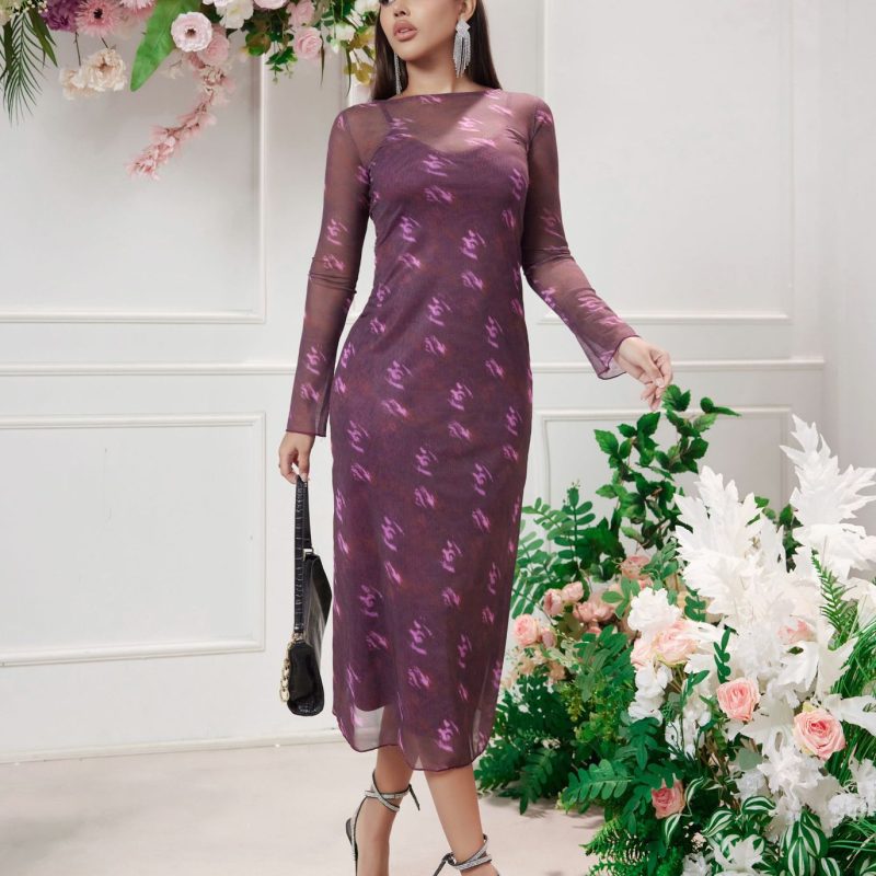 Elegant Floral Mesh Two-Piece Summer Dress Set