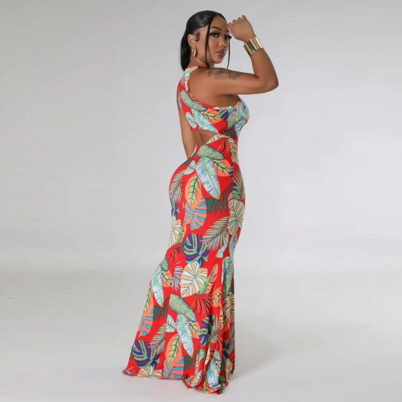 Sexy Printed Sleeveless Hollow Out Sheath Dress - Image 2