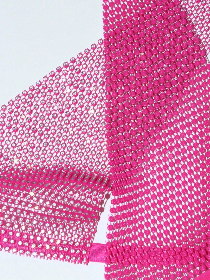 Lace-Up Mesh Rhinestone Top for Music Festival - Image 4