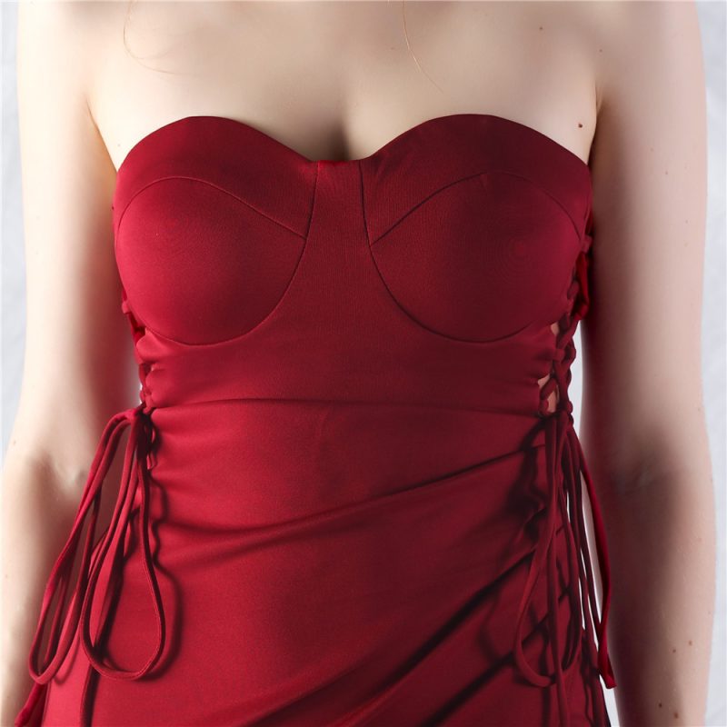 Trend Lash Rope Binding Waist Satin Evening Dress - Image 2