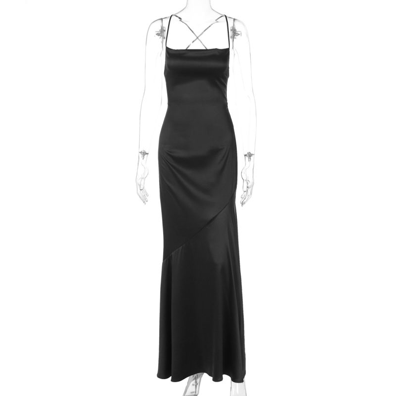Satin Backless Tie Dress for Spring Summer - Image 4