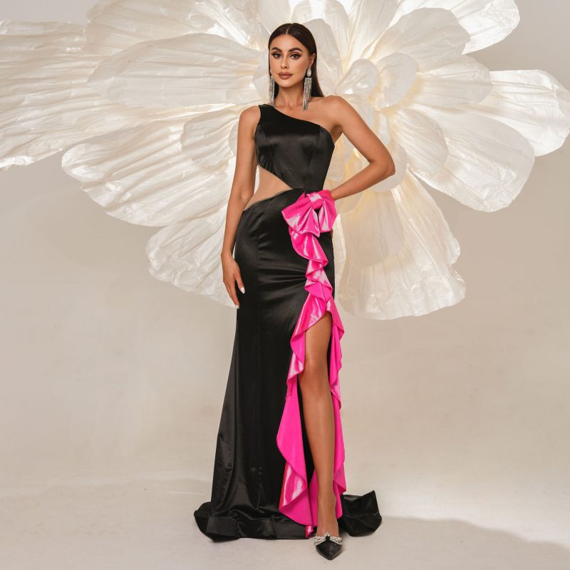 High-End One Shoulder Elegant Evening Dress