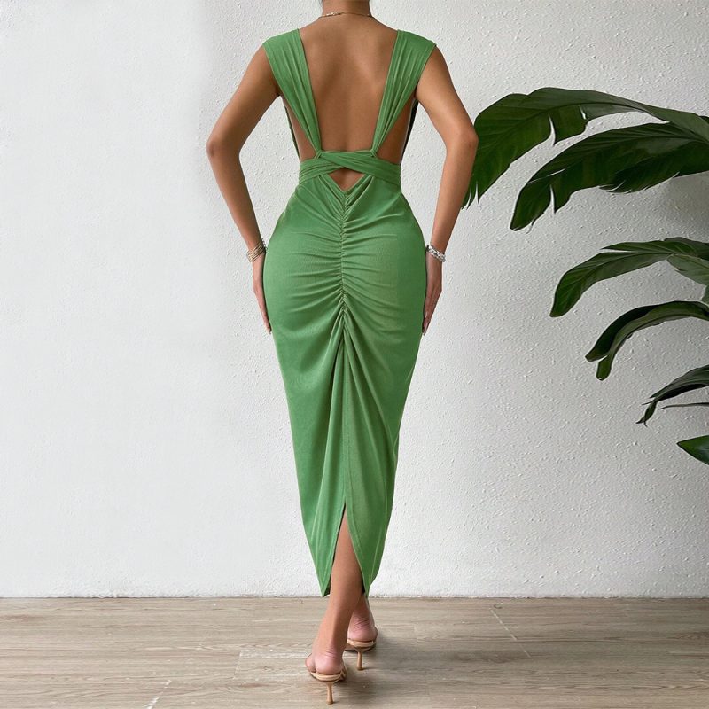 Autumn Winter Backless Slim Fit Sling Party Dress - Image 2