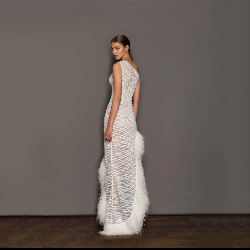 Spring Summer Asymmetric Mesh Sleeveless Evening Maxi Dress - Image 3