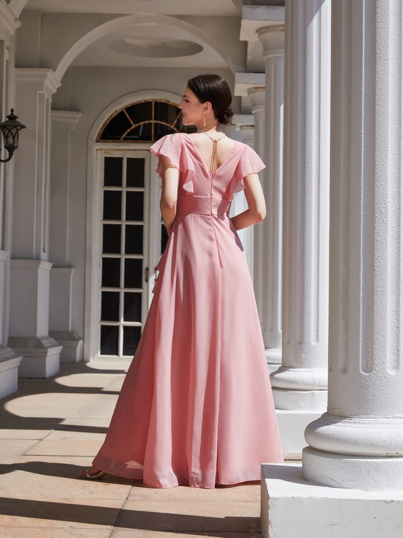 Solid Color Slim Bridesmaid Dress - Image 3