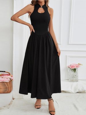 Sexy Half Turtleneck Sleeveless Buckle Chinese Dress
