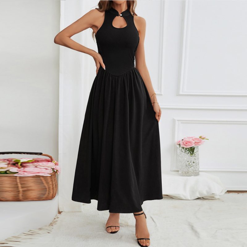 Sexy Half Turtleneck Sleeveless Buckle Chinese Dress