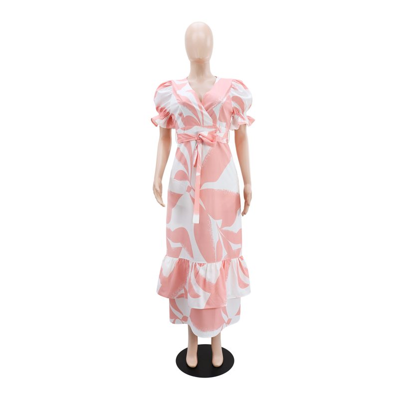 Casual Floral Print Short Sleeve Dress - Image 2
