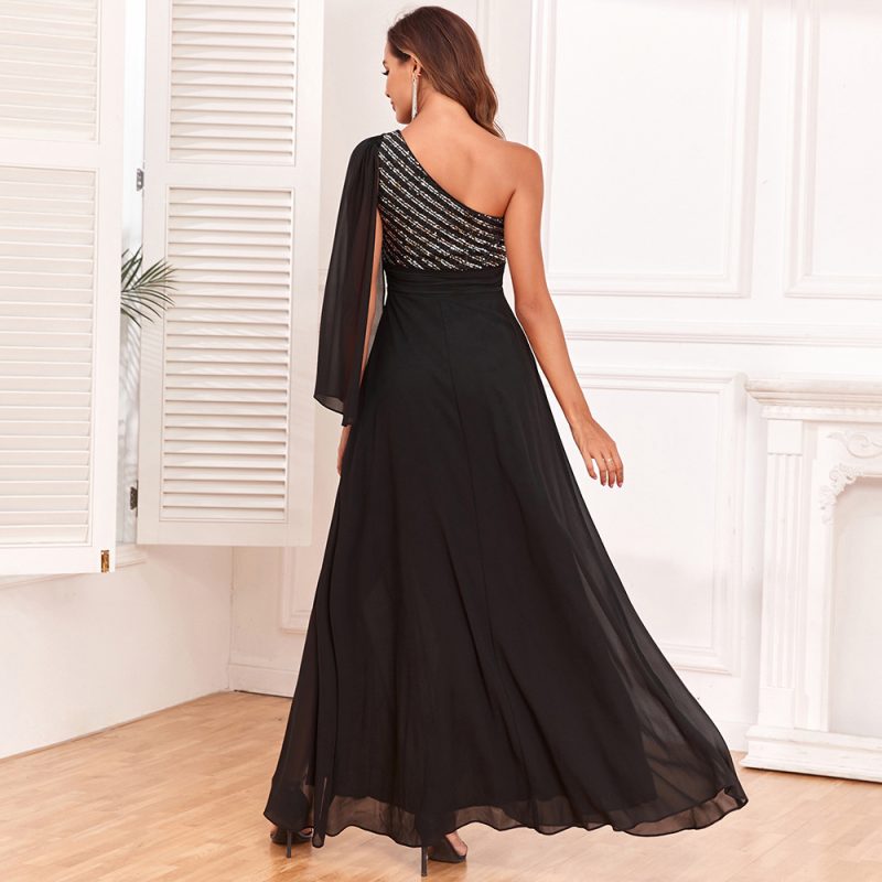 Sequin High Slit One-Shoulder Prom Dress - Image 2