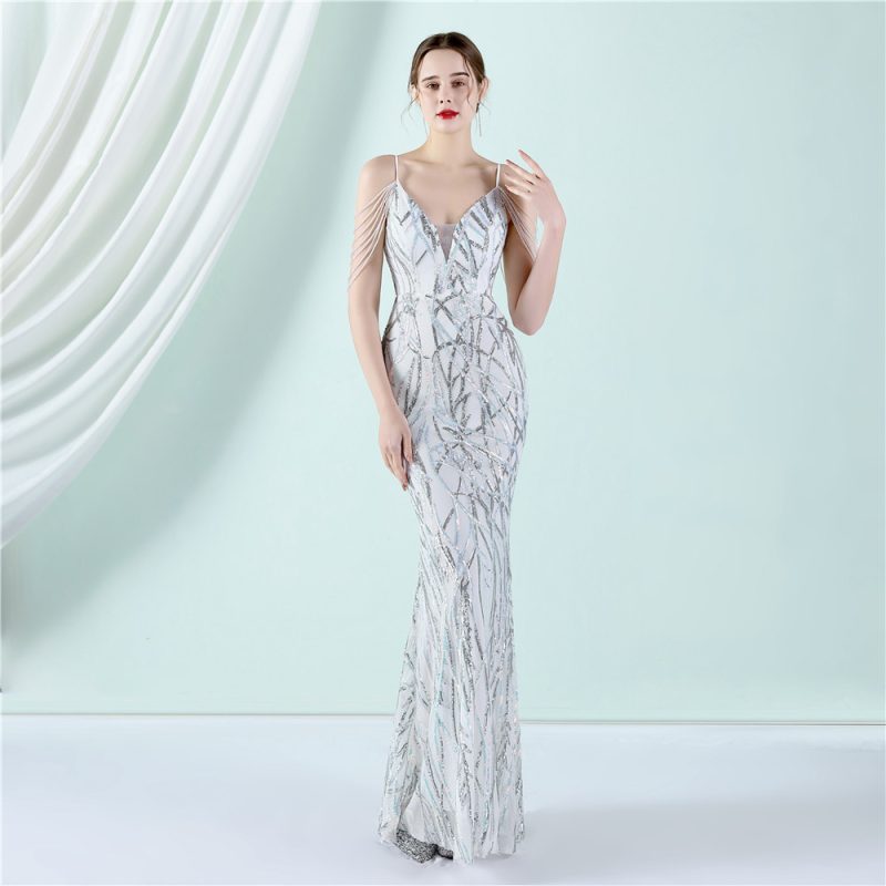 Sequin Sling Slim-Fit Fishtail Wedding Dress