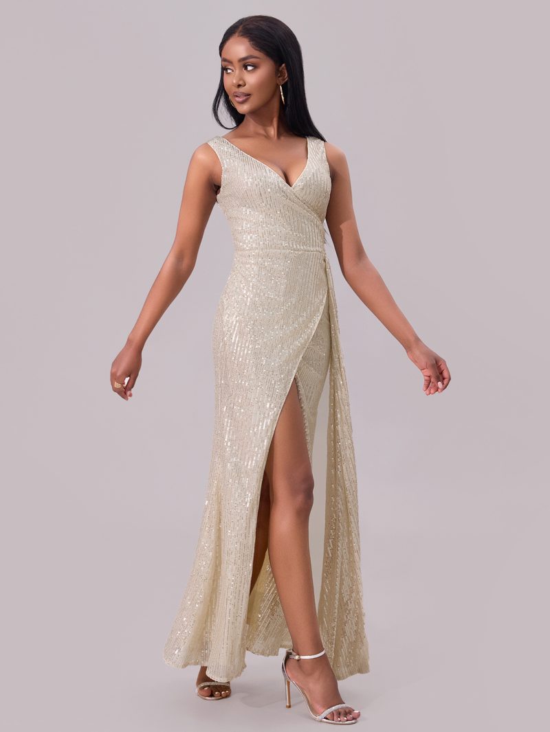 Sequin Sling Long Cocktail Evening Dress - Image 2