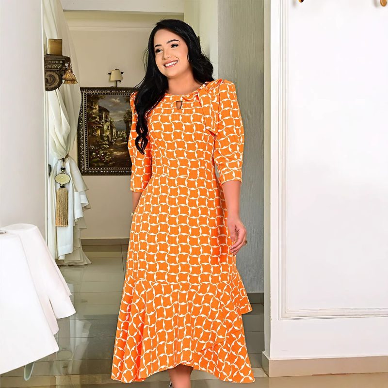 Elegant Printed Sleeve Dress