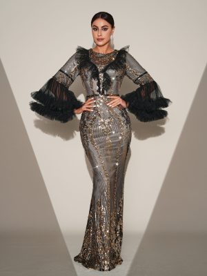 High-End Long Sleeve Sequin Fishtail Dress
