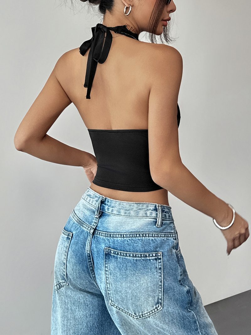 Slim Lace Halter Vest for Nightclub Date - Image 4