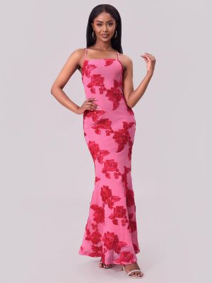 Sexy Suspenders Sheath Floral Plate Summer Dress