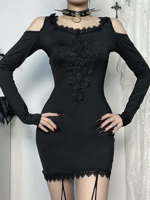 Sexy Slim Fit Lace Hooded Long Sleeve Dress