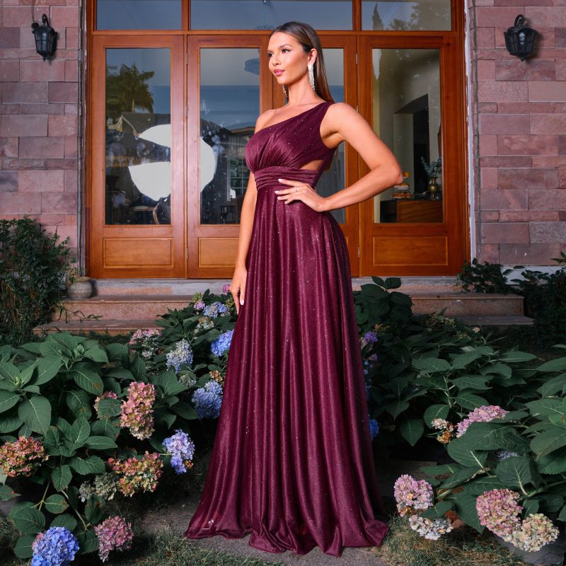 Elegant One Shoulder Bohemian Swing Vacation Dress - Image 4