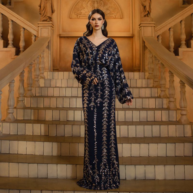High-End V-Neck Sequined Fishtail Cocktail Dress - Image 4