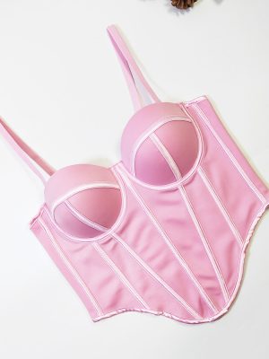 Spring Summer Asymmetric Boning Corset Tube Top