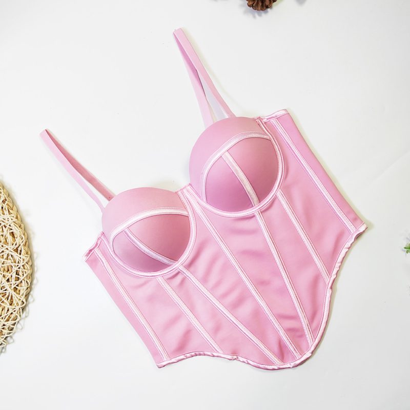 Spring Summer Asymmetric Boning Corset Tube Top