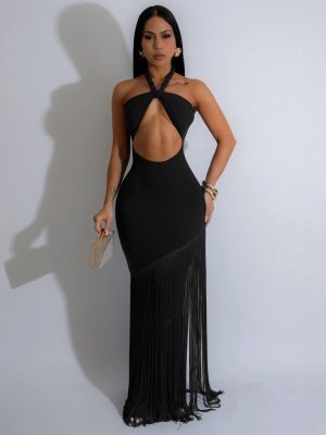 Summer Tassel Stitching Tube Top Bandage Dress