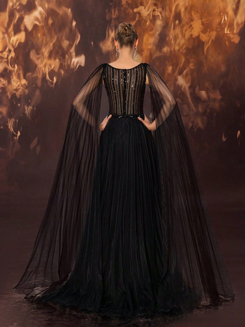 Elegant Handmade Beaded Mesh Wide Hem Maxi - Image 3