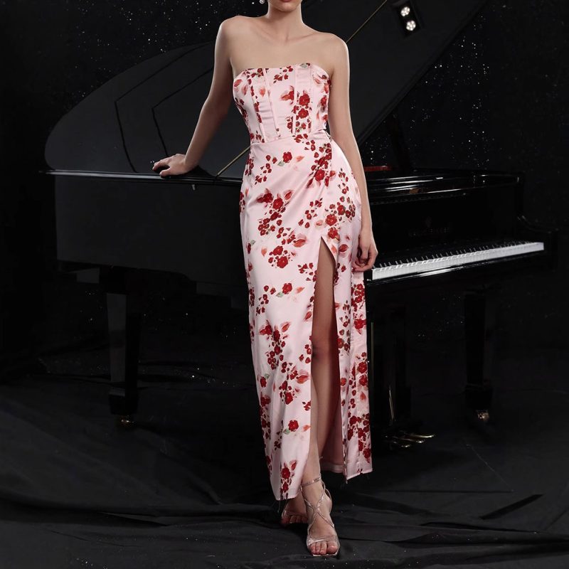 Summer Tube Top Printed Holiday Dress - Image 2