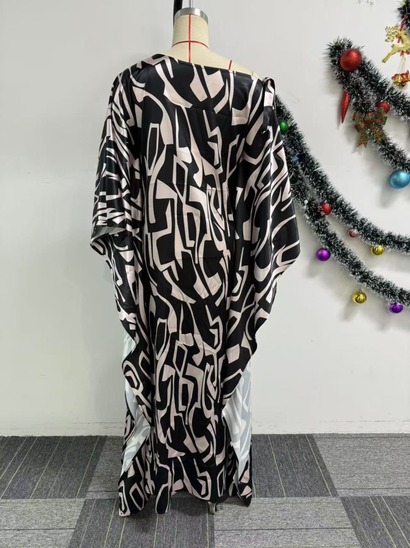 Printed Lace-Up One Shoulder Straight Maxi Dress - Image 4